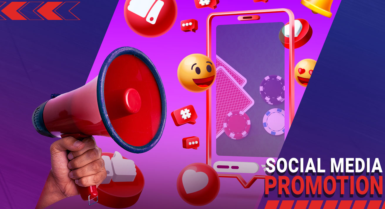Promote your stream on social media, pink smartphone and megaphone 